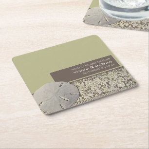 Sandballplatz, Vintage Hochzeit am Strand Rechteckiger Pappuntersetzer