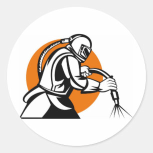 Sandbläsersandstrahlen-Sandstrahlerarbeitskraft Runder Aufkleber