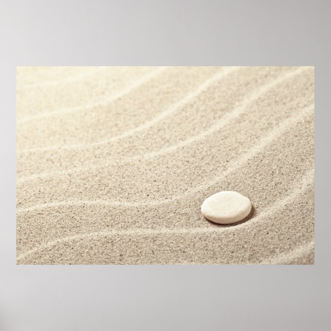 Sandboden mit weißem Stein Poster (Vorne)