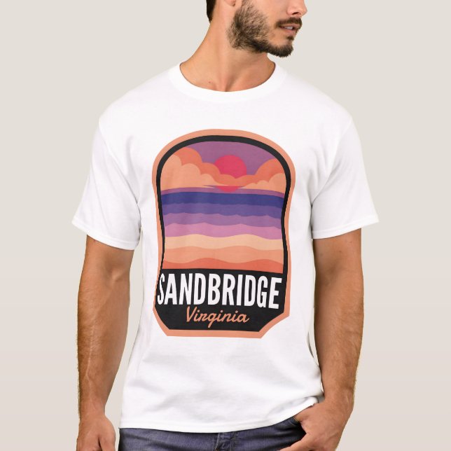 Sandbridge Beach VA Retro Sunset T-Shirt (Vorderseite)
