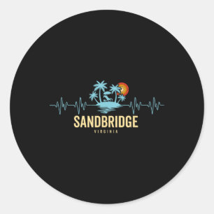 Sandbridge Beach Virginia Herzschlag 80er Retro St Runder Aufkleber