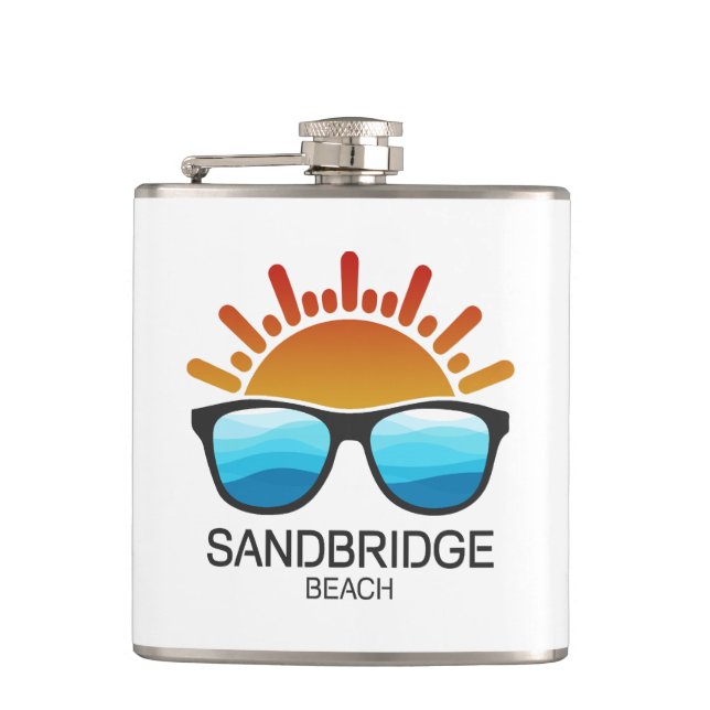 Sandbridge Beach Virginia Sonnenbrille Flachmann (Vorderseite)
