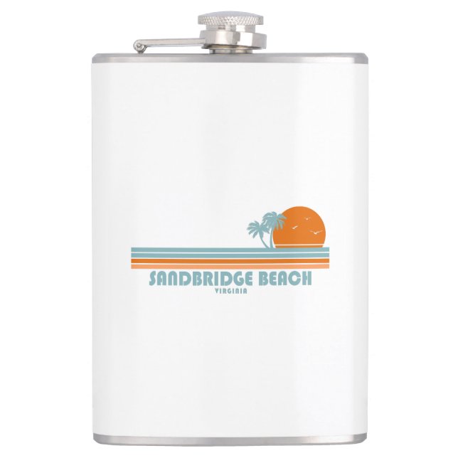 Sandbridge Beach Virginia Sun Palm Trees Flachmann (Vorderseite)