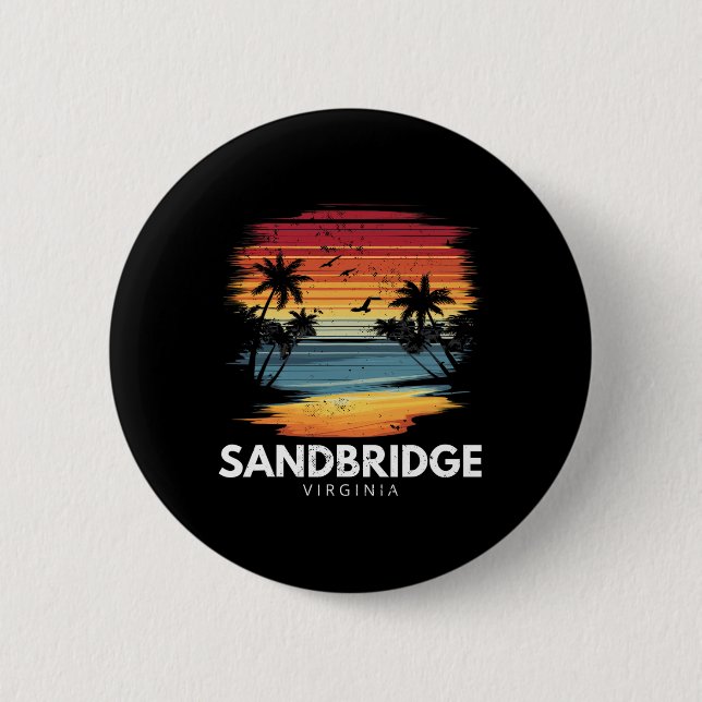 Sandbridge Beach Virginia Surfbrett Surfen Vintag Button (Vorderseite)
