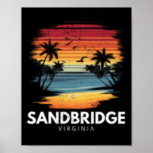 Sandbridge Beach Virginia Surfbrett Surfen Vintag Poster
