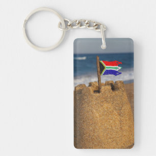 Sandburg mit südafrikanischer Flagge, Umhlanga Schlüsselanhänger