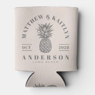 Sandburgen Rosa Tropisch Ananas Hochzeitswappen Dosenkühler