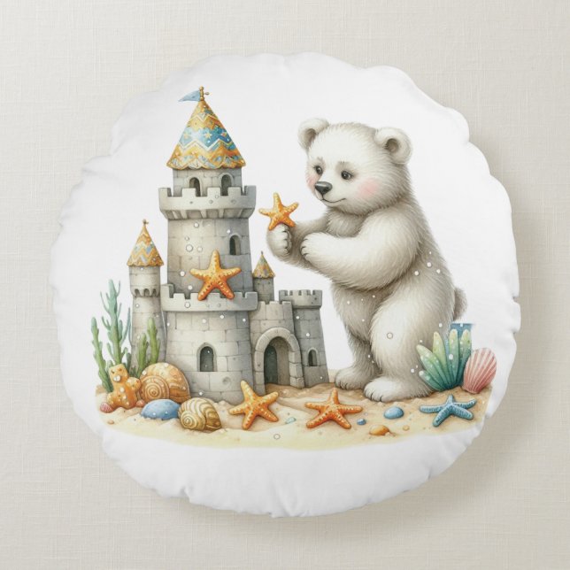 Sandburgen Rundes Kissen (Vorderseite)