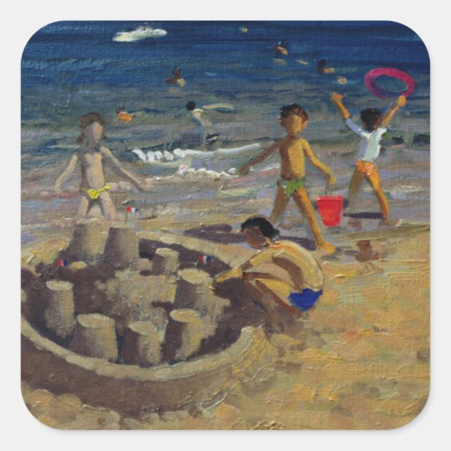 Sandcastle Frankreich 1999 Quadratischer Aufkleber (Vorderseite)