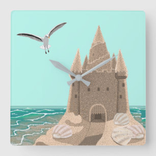 Sandcastle Seagull Quadratwanduhr Quadratische Wanduhr