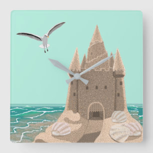 Sandcastle-Seagull-Wand Quadratische Wanduhr