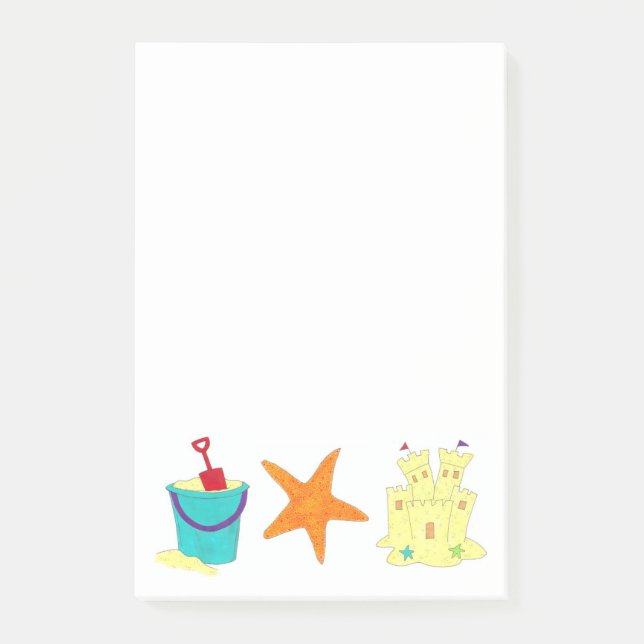 Sandcastle Shovel Pail Sand Starfish Beach Post-It Post-it Klebezettel (Vorderseite)