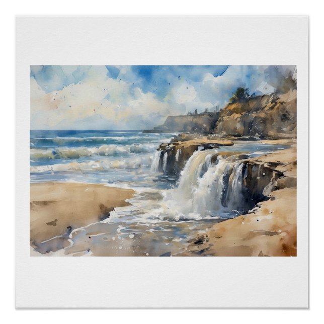 Sandcut Küstenwasserfall,  Poster (Vorderseite)