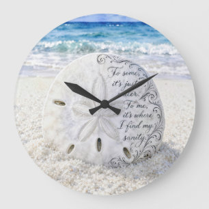 Sanddollar mit inspirierendem Zitat Große Wanduhr