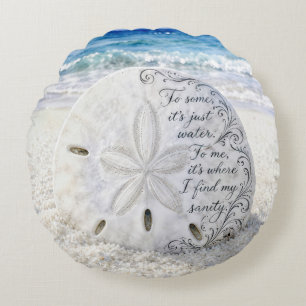 Sanddollar mit inspirierendem Zitat Rundes Kissen