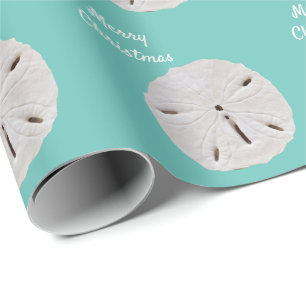 Sanddollar Muster Aquamarin Beach Frohe Weihnachte Geschenkpapier