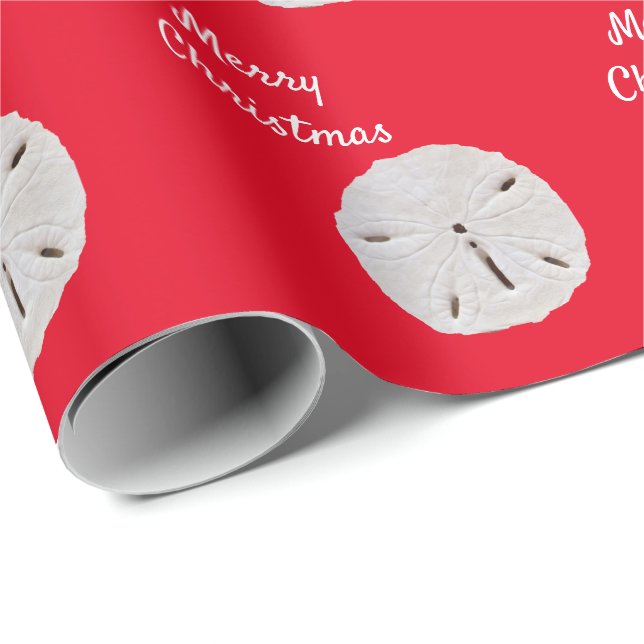 Sanddollar Muster Red White Beach Frohe Weihnachte Geschenkpapier (Rolleneckpunkt)