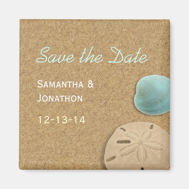 SandDollar und Muschel Beach Thema Save the Date Magnet (Vorne)