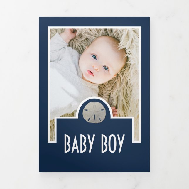 SandDollars, 6 Foto Collage Baby Birth Dreifach Gefaltete Ankündigung (Cover)