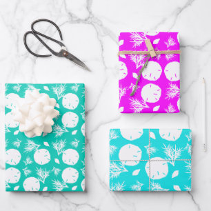 Sanddollars Meereskoralle Tropische Farben Geschenkpapier Set