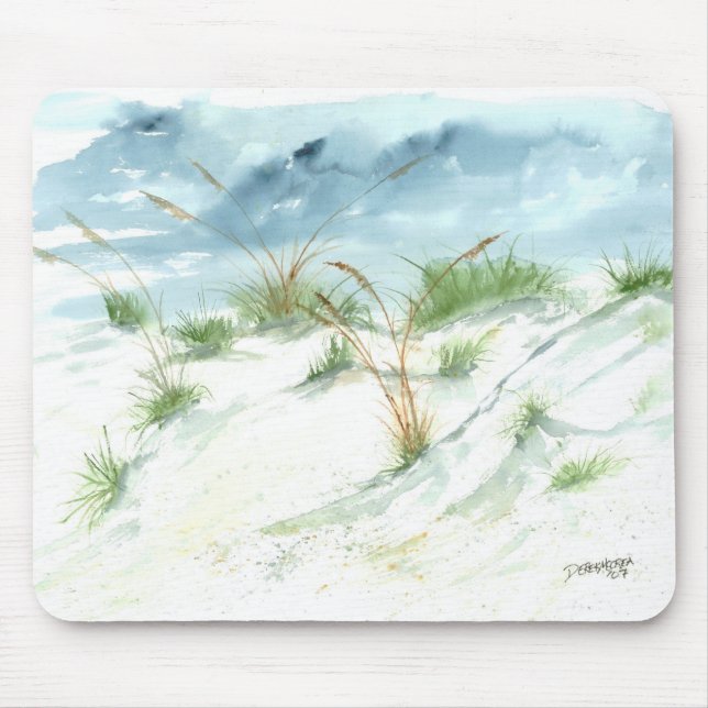 Sanddüne-Strand-MeerblickseeAquarellkunst Mousepad (Vorne)