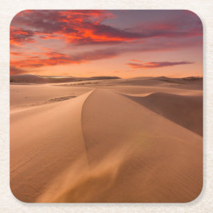 Sanddünen in der Wüste am Sonnenuntergang Rechteckiger Pappuntersetzer
