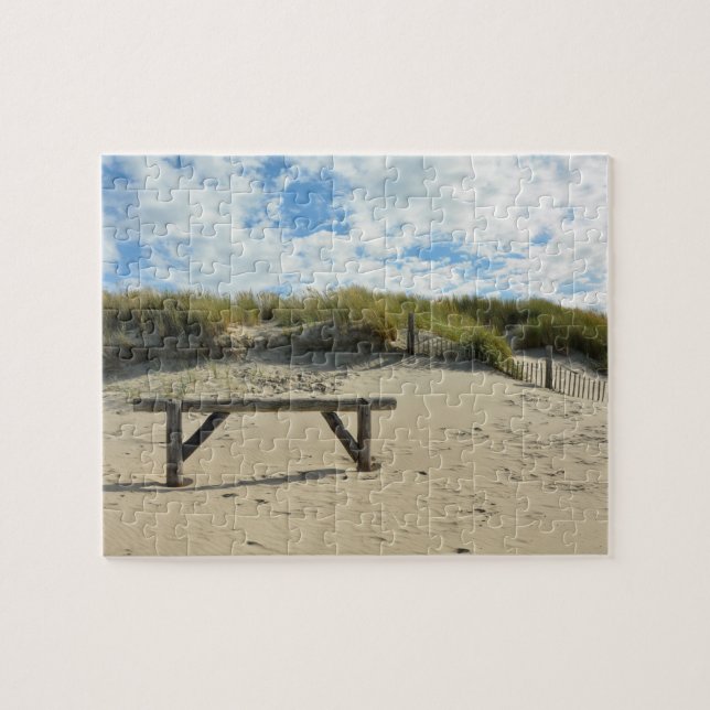Sanddünen mit Holzzaun Puzzle (Horizontal)