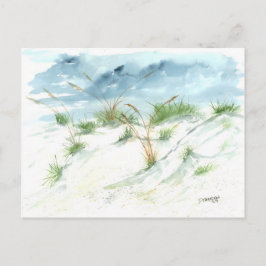 Sanddünen Strandsaison nautische Aquarellkunst Postkarte