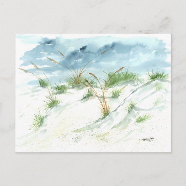 Sanddünen Strandsaison nautische Aquarellkunst Postkarte (Vorderseite)