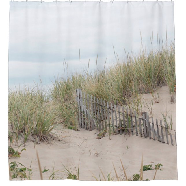 Sanddünen und Strandzaun Duschvorhang (Vorderseite)