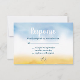 Sandfarbe Sandy Toes Wedding RSVP - Himmel und San Karte
