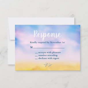 Sandfarbe Sandzehen Hochzeit RSVP - Sonnenuntergan Karte
