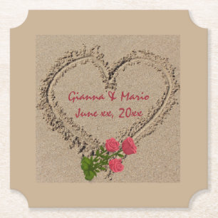 Sandherz und Rose Papier Untersetzer