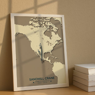 Sandhill Crane Migration Map - Minimalistisch Vint Poster