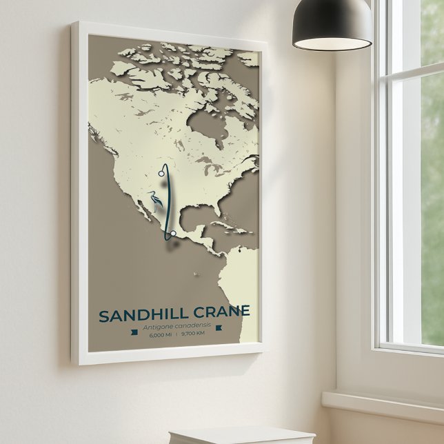 Sandhill Crane Migration Map - Minimalistisch Vint Poster (Von Creator hochgeladen)