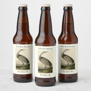 Sandhill Crane von Audubons Vögeln von Amerika Bierflaschenetikett