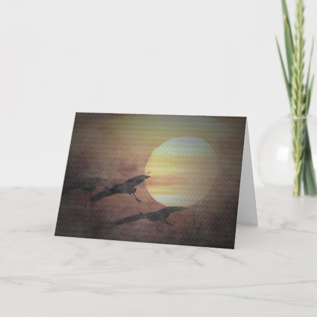 Sandhill Kräne in den Nebel-Gruß-Karten Karte (Vorderseite)