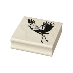 Sandhill-Kranich im Flug am Ende seiner Reise Gummistempel