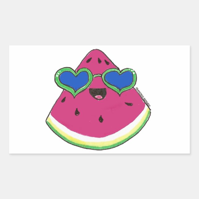 Sandía con gafas de sol rechteckiger aufkleber (Vorderseite)