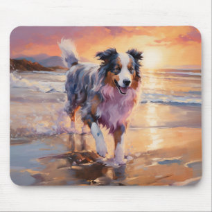 Sandiger Australischer Schäferhund am Strand bei S Mousepad