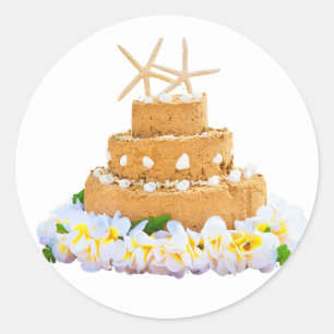 Sandkuchen mit Blume Runder Aufkleber