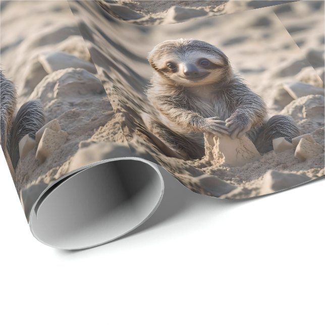 Sandküsten: Baby Sloth Gebäude Sand Castles, Geschenkpapier (Rolleneckpunkt)