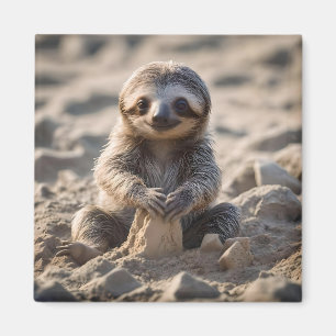 Sandküsten : Baby Sloth Gebäude Sand Castles, Magnet