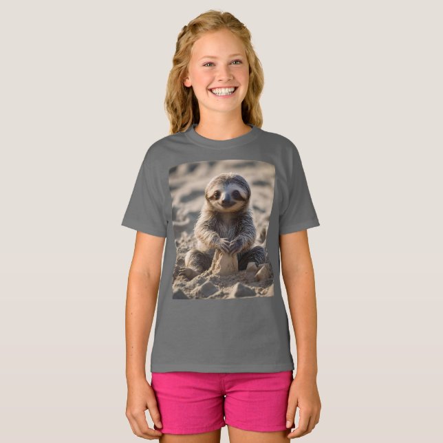 Sandküsten: Baby Sloth Gebäude Sand Castles, T-Shirt (Vorne ganz)