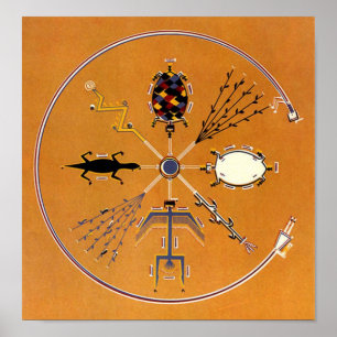 Sandmalerei im amerikanischen Ureinwohnerstamm Poster