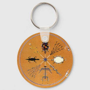 Sandmalerei im amerikanischen Ureinwohnertribal Schlüsselanhänger