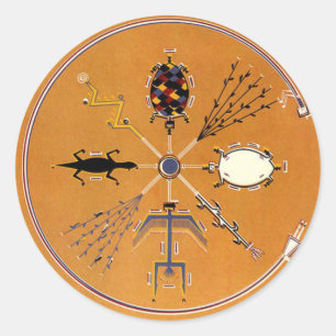 Sandmalerei Native American Tribal Runder Aufkleber