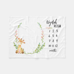 Sandnat Store Personalisiert Giraffe Baby Mileston Fleecedecke