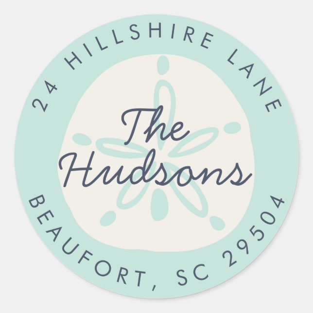 Sandollar-Rücksendeadresse Runder Aufkleber (Vorderseite)