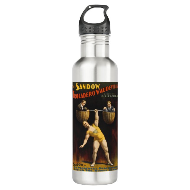 Sandow Eugen Sandow Vaudeville Weightlifter Edelstahlflasche (Vorderseite)